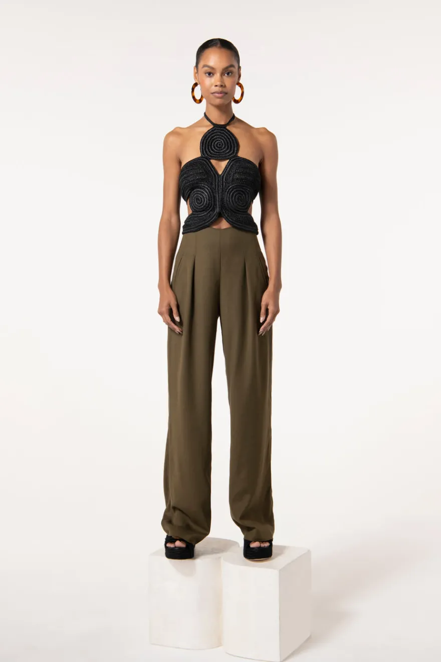 Cult Gaia Archer Crochet Top Black