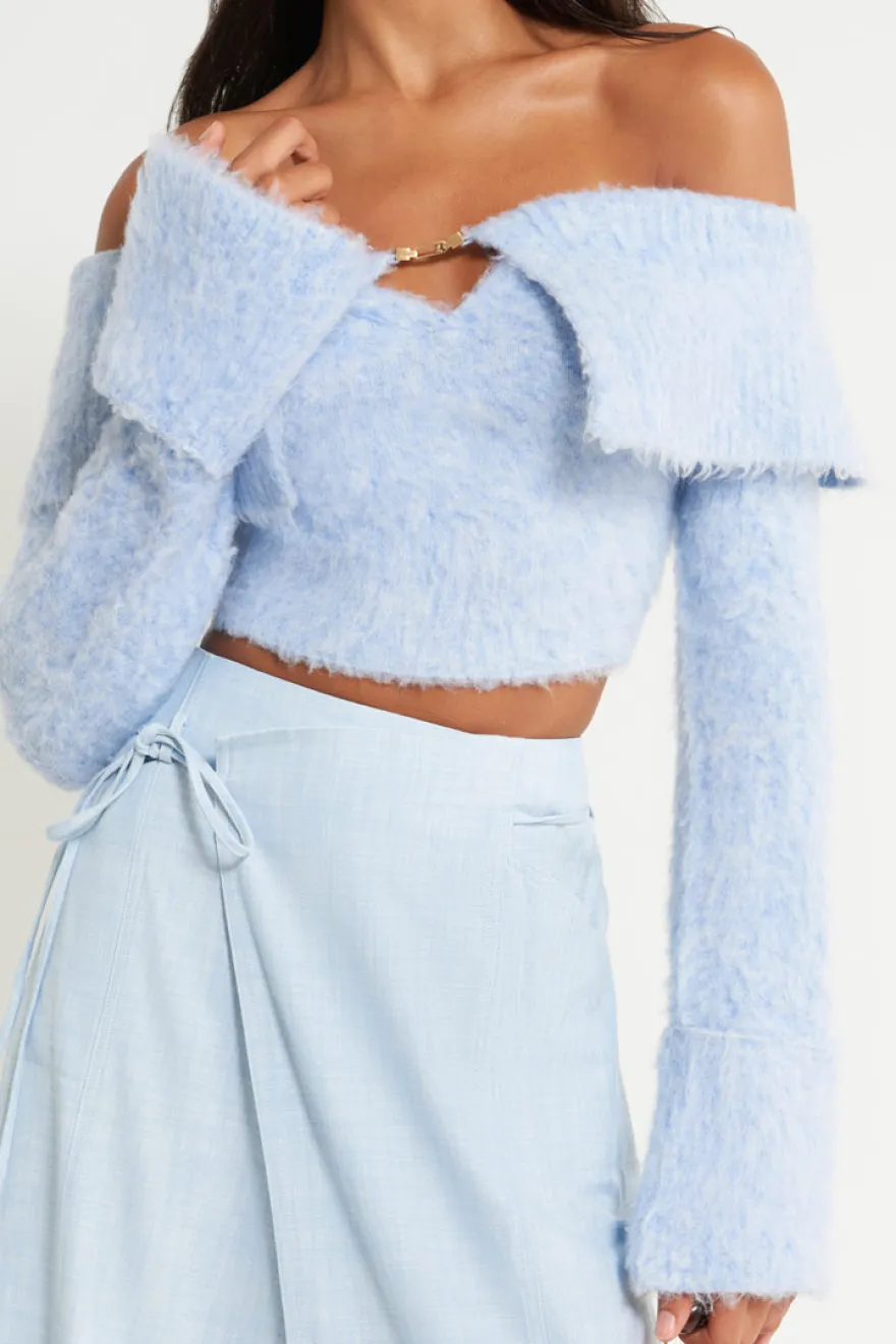Hot Cult Gaia Audie Knit Top Ice Blue