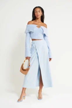 Hot Cult Gaia Audie Knit Top Ice Blue