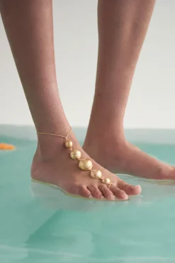 Discount Cult Gaia Bijan Toe Ring Anklet Brushed Brass