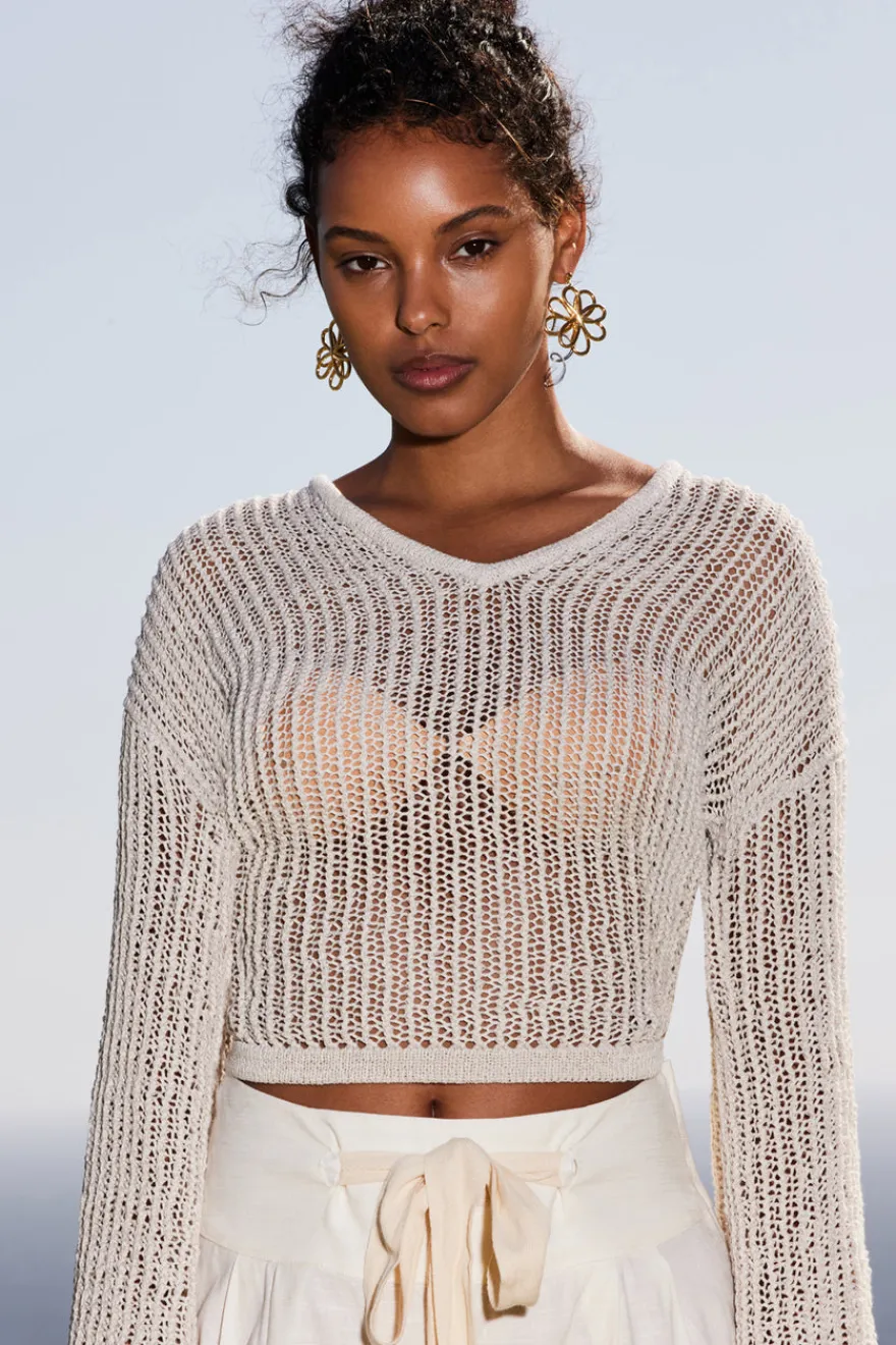 Sale Cult Gaia Catherine Knit Sweater Off White