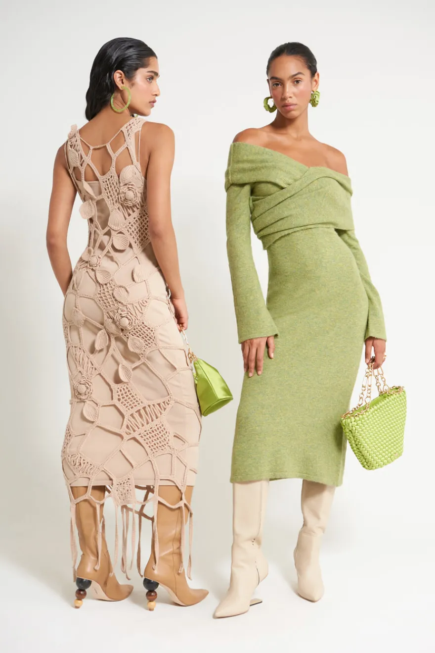 Cult Gaia Chandler Crochet Dress Sand
