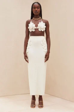 New Cult Gaia Chasina Knit Skirt Off White