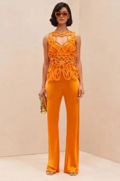 New Cult Gaia Danica Crochet Top Papaya