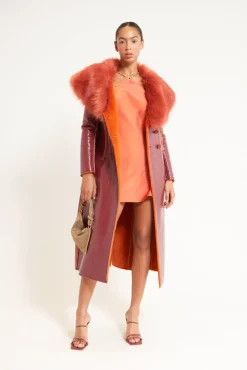 New Cult Gaia Elaine Coat Maroon Peak Rouge