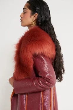 New Cult Gaia Elaine Coat Maroon Peak Rouge