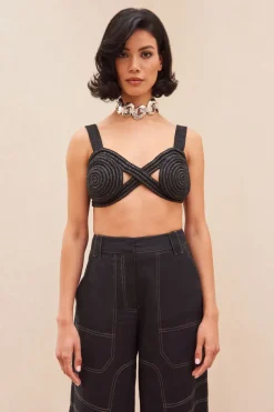 Clearance Cult Gaia Gabi Crochet Top Black