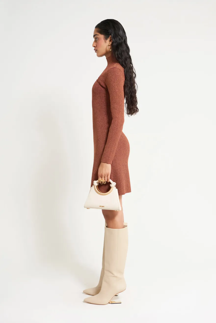 New Cult Gaia Jet Knit Dress Maroon Peak