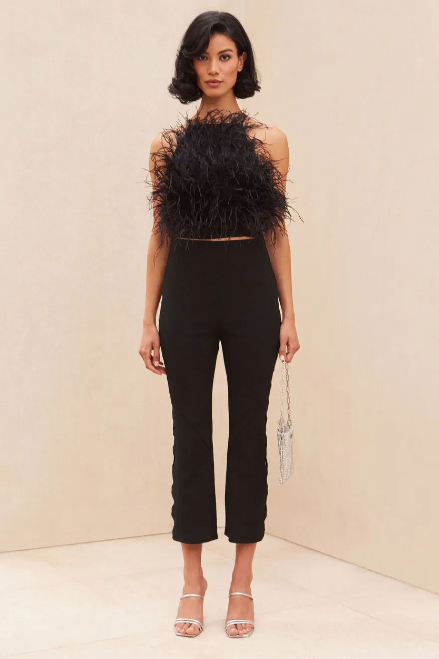 Clearance Cult Gaia Joey Feather Top Black