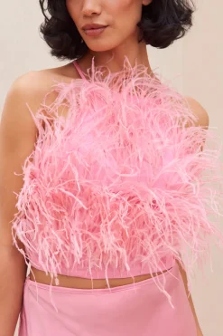 Discount Cult Gaia Joey Feather Top Shell Pink