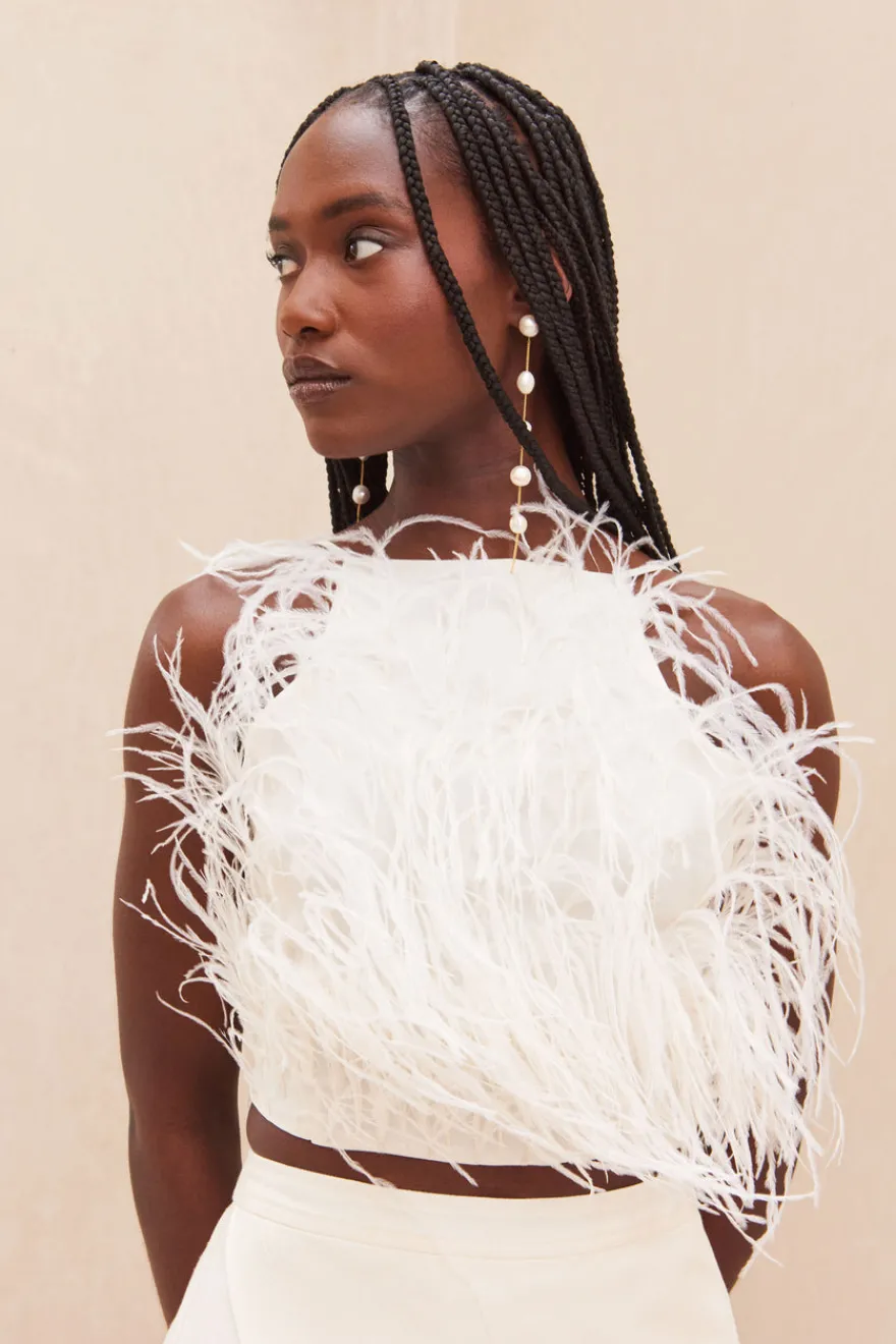 Best Cult Gaia Joey Feather Top Off White