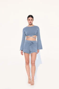 Cult Gaia Kenna Knit Top Steel
