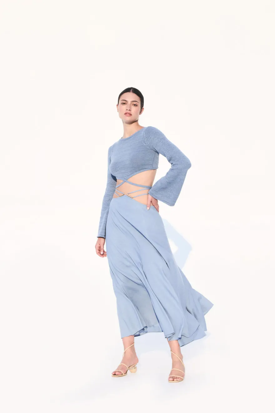 Cult Gaia Kenna Knit Top Steel