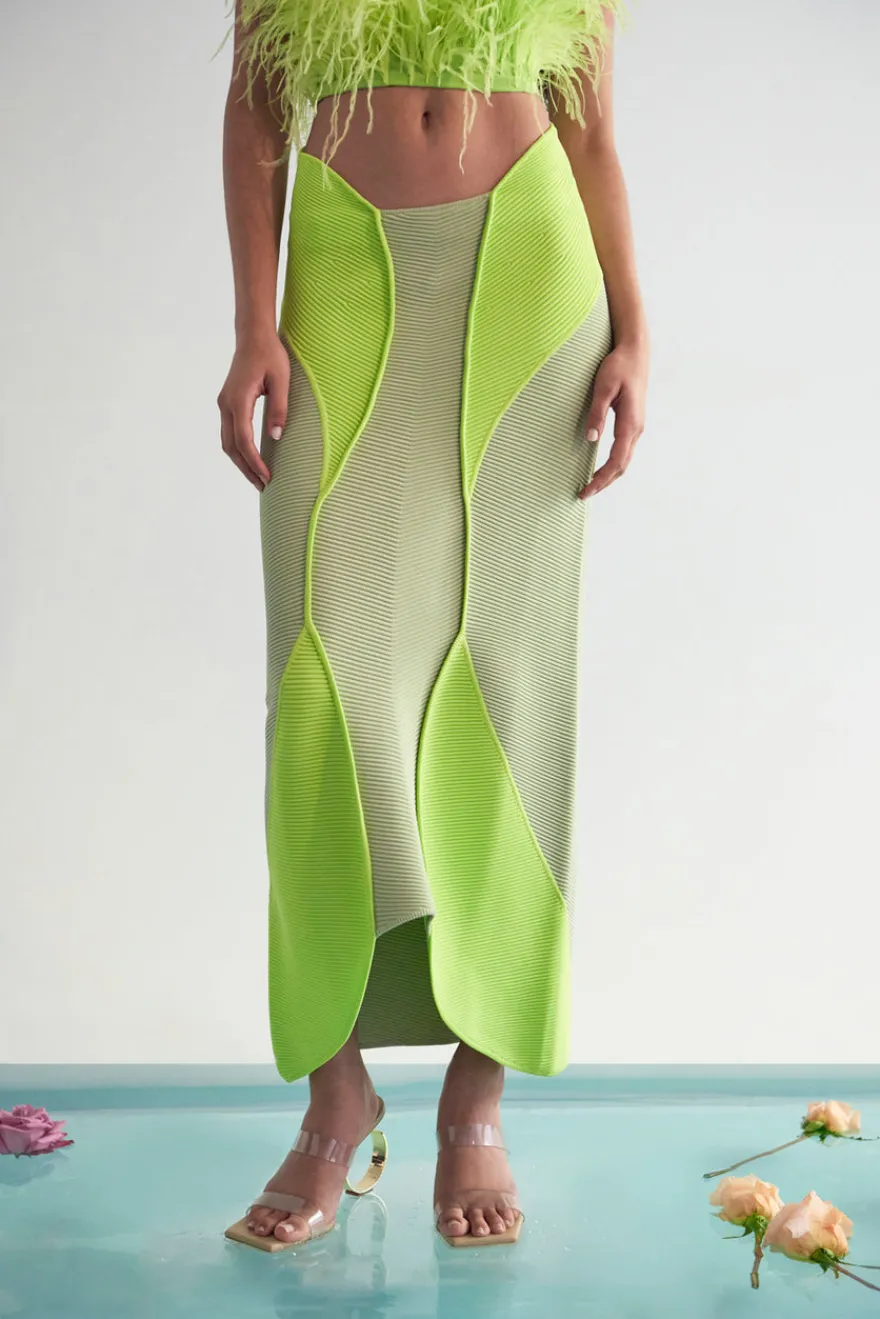 Cult Gaia Lenny Knit Skirt Mantis Jade