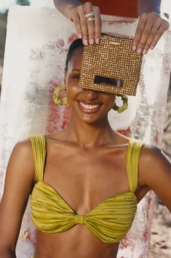 Cult Gaia Lucinda Nano Rhinestone Clutch Champagne