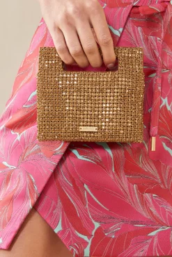 Cult Gaia Lucinda Nano Rhinestone Clutch Champagne