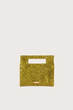 New Cult Gaia Lucinda Nano Rhinestone Clutch Olive