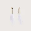 Hot Cult Gaia Meta Feather Earring Optic White
