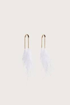 Hot Cult Gaia Meta Feather Earring Optic White