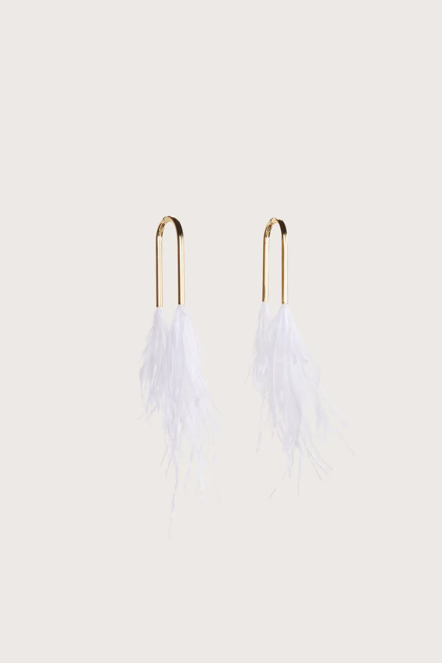 Hot Cult Gaia Meta Feather Earring Optic White