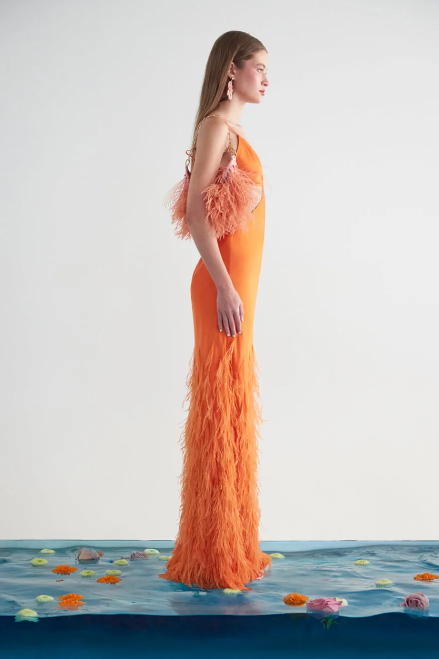 New Cult Gaia Raisa Gown Papaya