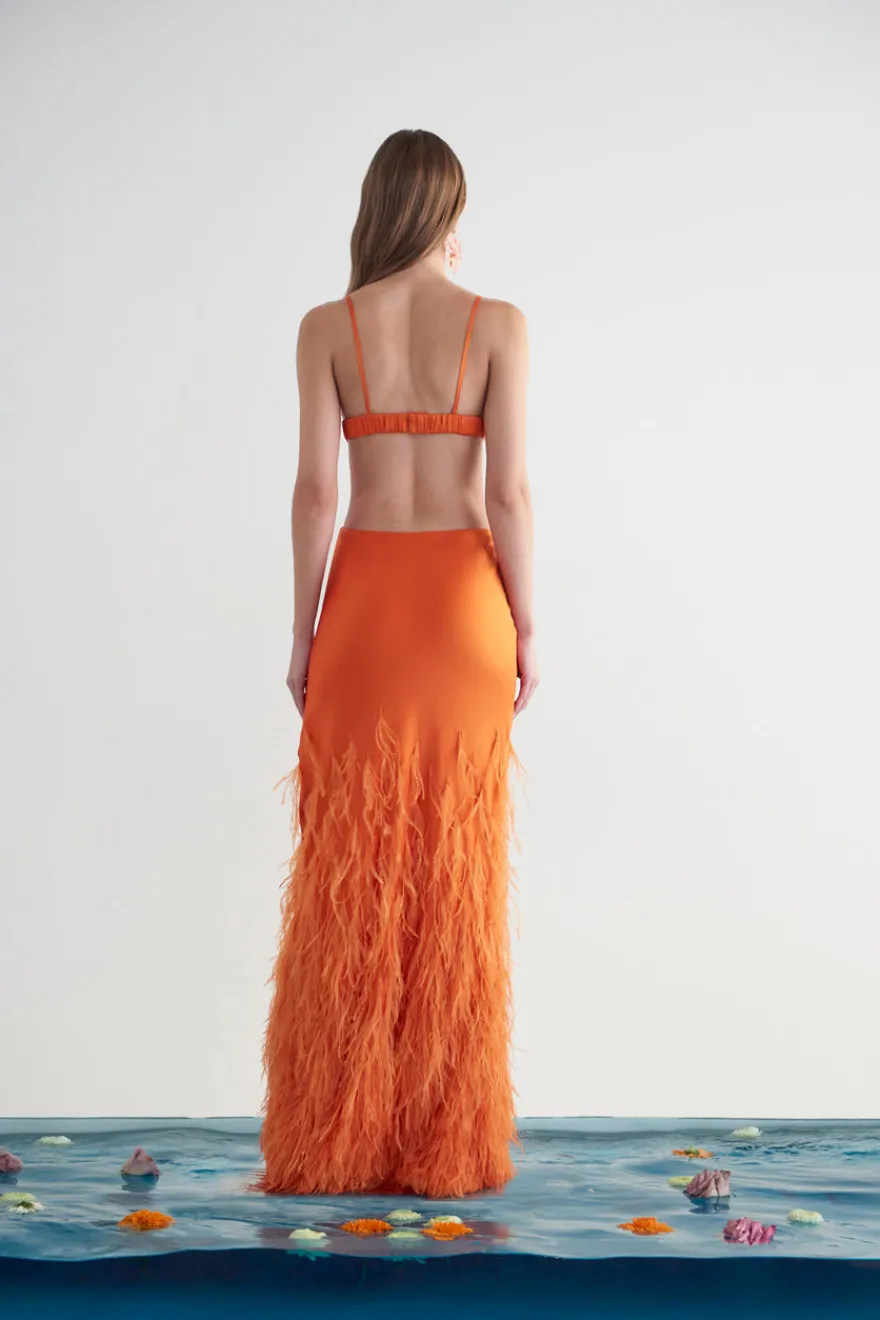 New Cult Gaia Raisa Gown Papaya