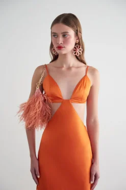 New Cult Gaia Raisa Gown Papaya