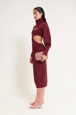 Online Cult Gaia Skylar Knit Dress Maroon Peak