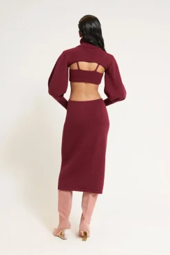 Online Cult Gaia Skylar Knit Dress Maroon Peak