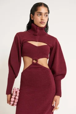 Online Cult Gaia Skylar Knit Dress Maroon Peak