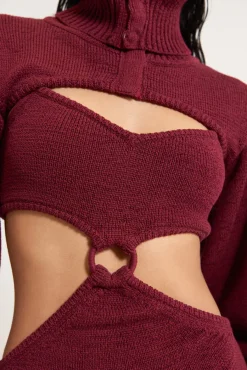 Online Cult Gaia Skylar Knit Dress Maroon Peak