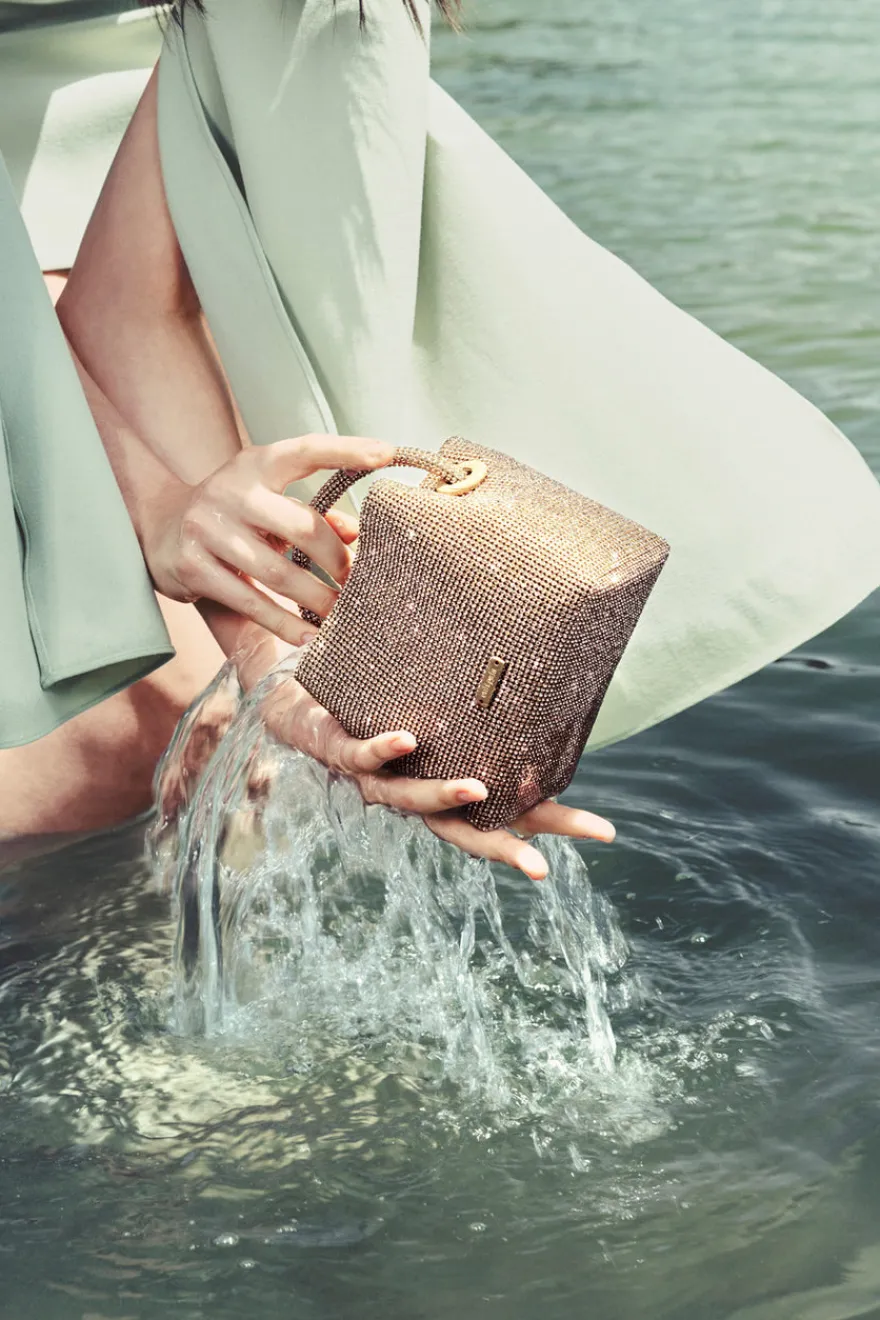 Best Cult Gaia Solene Mini Rhinestone Bag Champagne