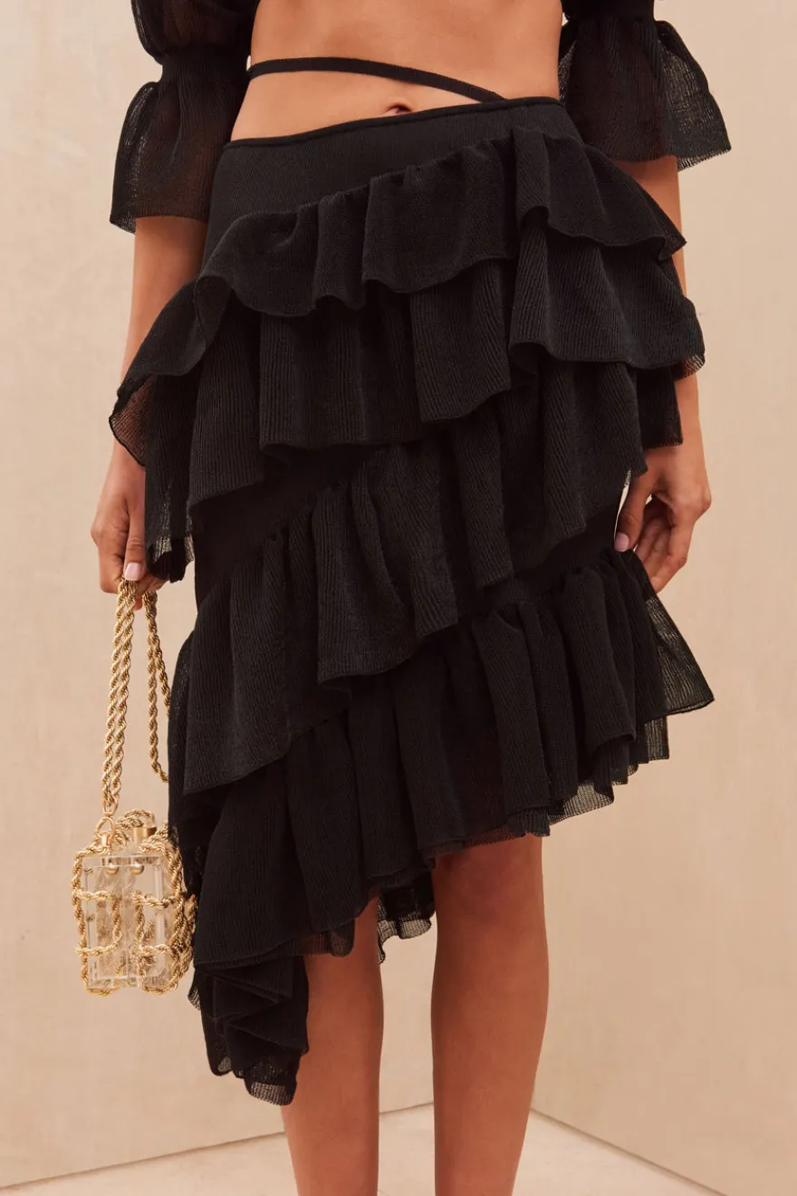 Cult Gaia Tanaz Knit Skirt Black