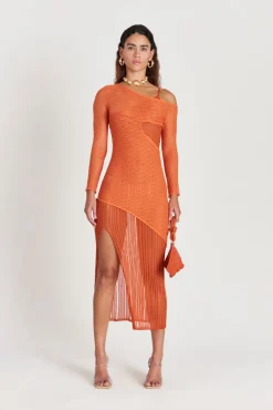 New Cult Gaia Velda Knit Dress Poppy Rust