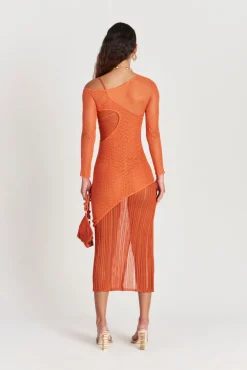 New Cult Gaia Velda Knit Dress Poppy Rust