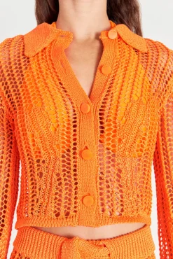 New Cult Gaia Velma Crochet Top Papaya