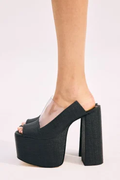 Outlet Cult Gaia Ziggy Platform Black Raffia