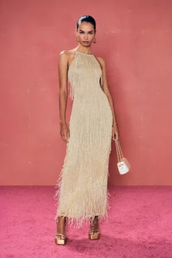 Discount Cult Gaia Zion Knit Gown Light Gold