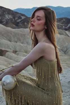 Discount Cult Gaia Zion Knit Gown Light Gold